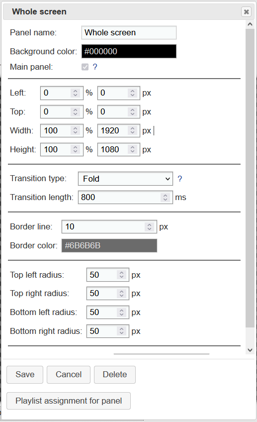Configuration of a single zone