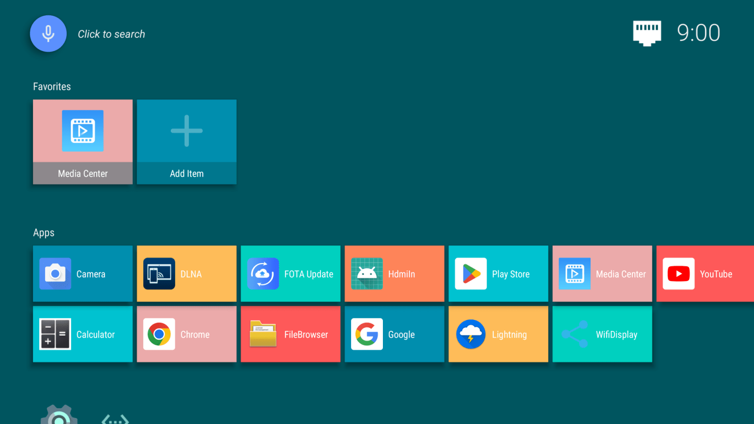 Home screen of Mekotronics R58X with pre-installed apps