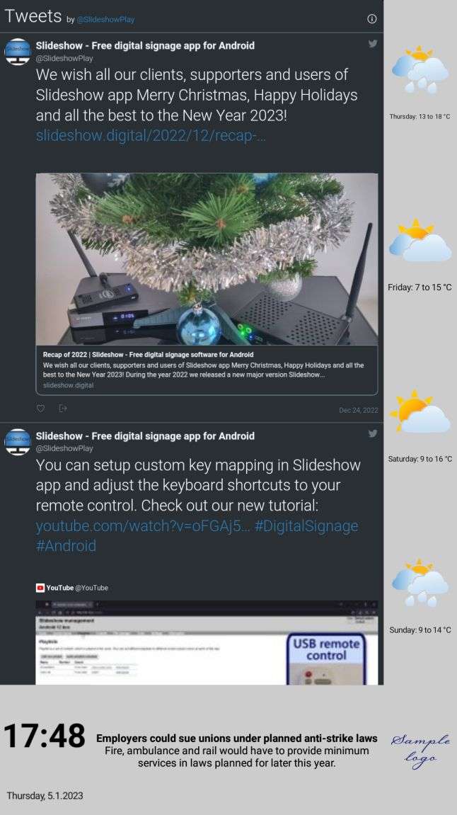 Twitter feed as a widget